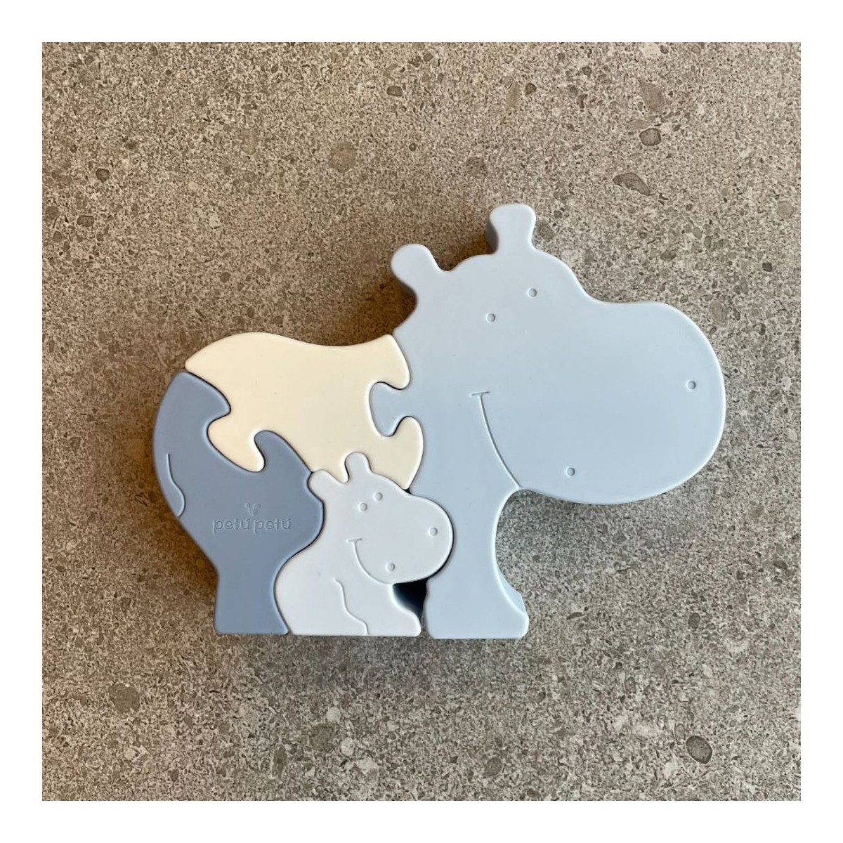 Petu petu silikoninė dėlionė su hipopotamas Blue mix - 1